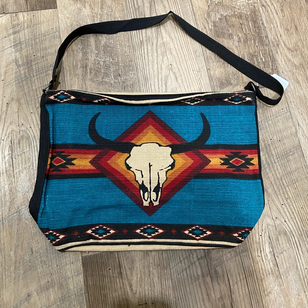 Cow skull unlined canvas bag